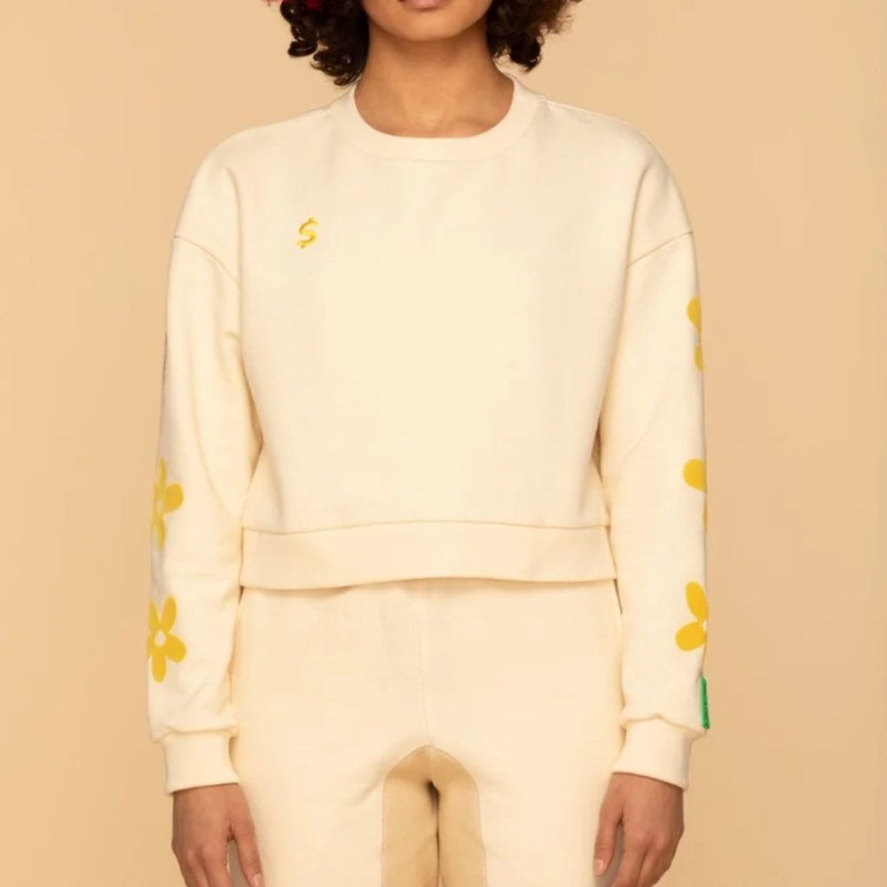 NWT Cashblossom Crewneck Crop Sweatshirt with Flower Print